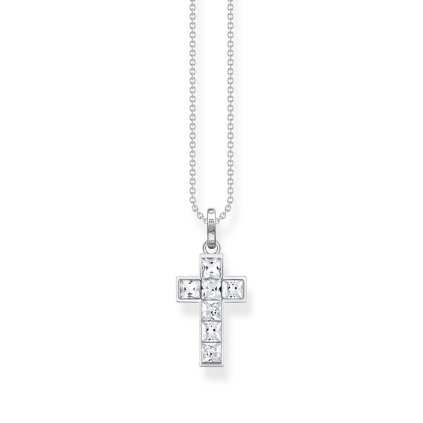 Thomas Sabo Fehér köves kereszt ezüst nyaklánc  KE2166-051-14-L45v