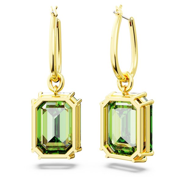 Swarovski Millenia arany színű fülbevaló nagy zöld kristállyal 5676071