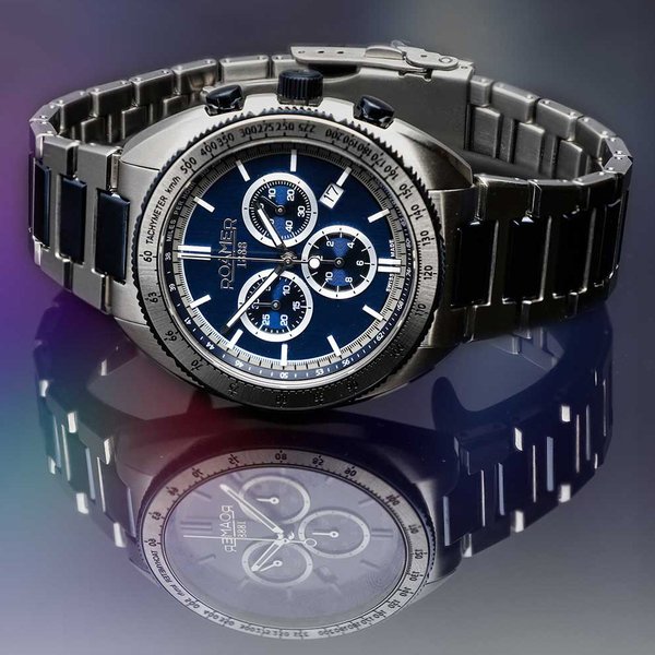 Roamer Power Chrono ezüst kék kronográf férfi óra 868837424570