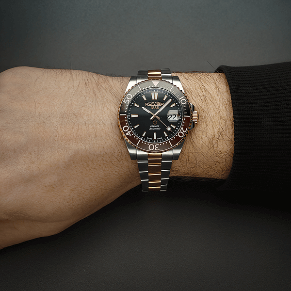 Roamer Premier barna fekete számlapos bicolor automata férfi óra 986983498520