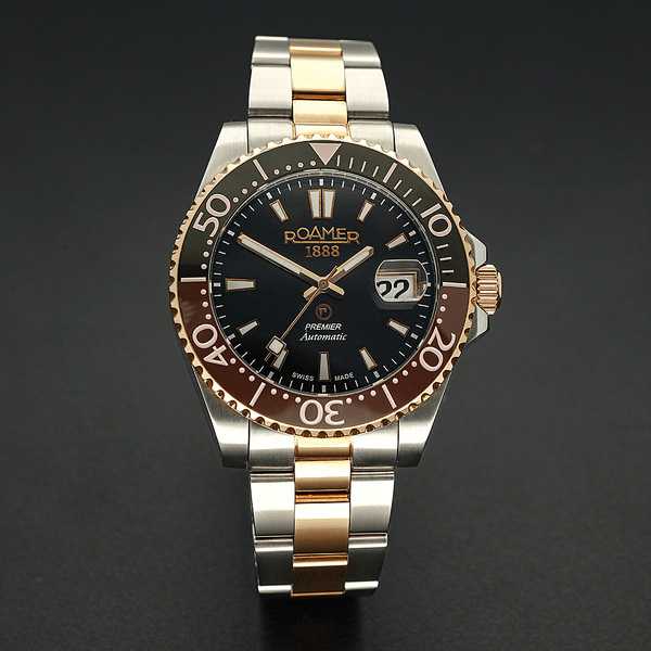 Roamer Premier barna fekete számlapos bicolor automata férfi óra 986983498520