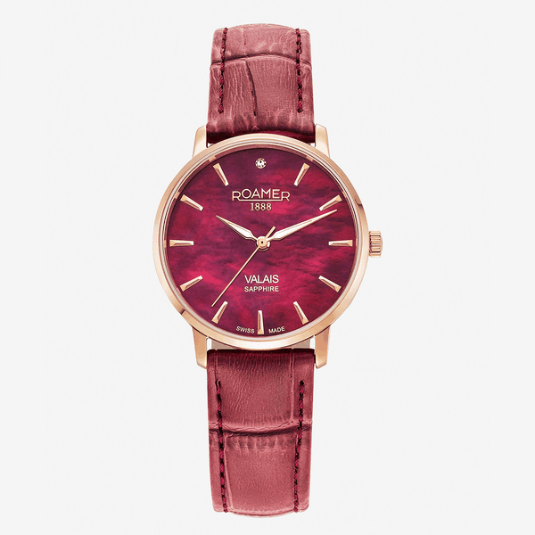 Roamer Valais piros gyöngyház számlapos rozé női óra szett gyémánttal 989847466005