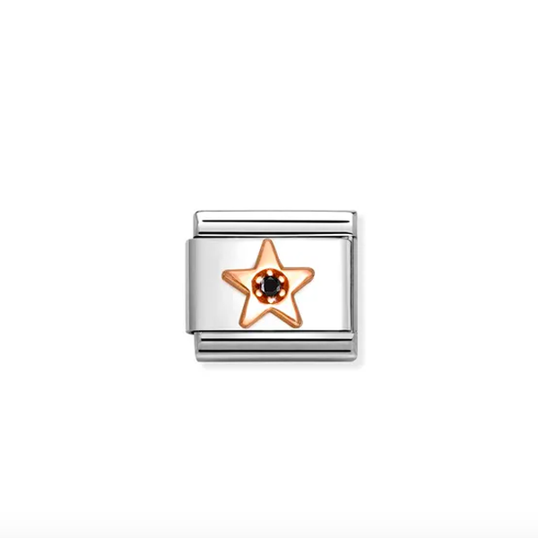 Nomination Rozé csillag charm fekete cirkóniával 430305-38