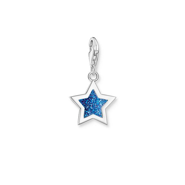 Thomas Sabo Ezüst csillag charm kék glitteres tűzzománccal 2055-007-32