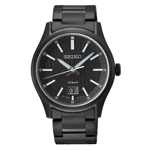Seiko Neo Sports fekete fémszíjas fekete számlapos férfi kvarc óra SUR515P1