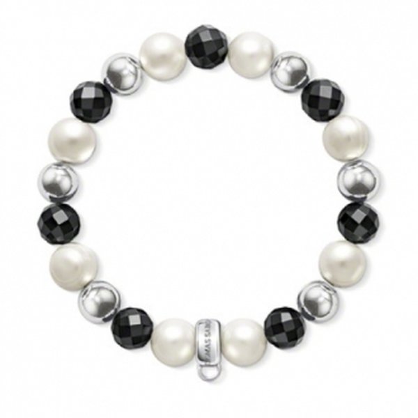 Thomas Sabo Ezüst tenyésztett gyöngy obszidián karkötő X0189-451-18