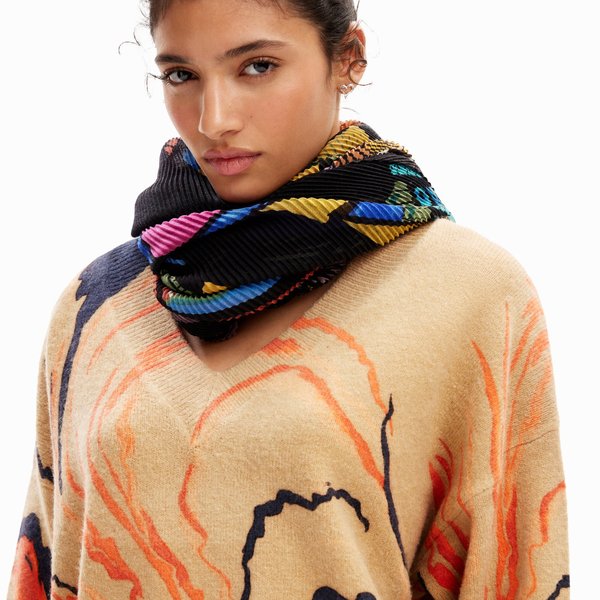 Desigual Malaga pliszírozott színes sál 24SAWA19