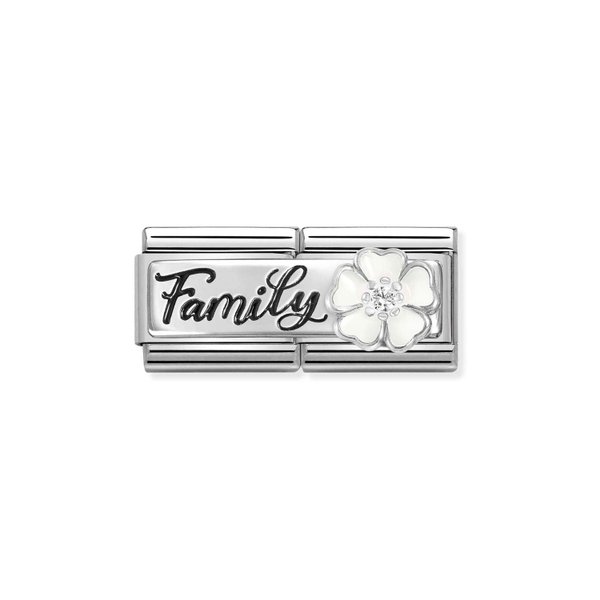Nomination Family dupla ezüst charm fehér virággal 330734-17