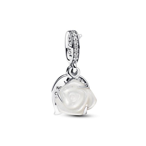 Pandora ékszer Virágzó fehér rózsa ezüst függő charm 793200C01