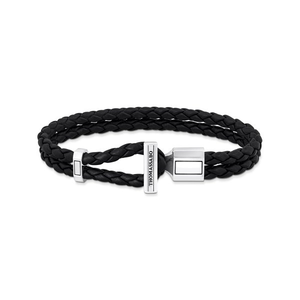 Thomas Sabo Dupla fonott bőr fekete férfi karkötő 