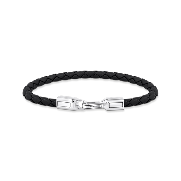 Thomas Sabo Fonott fekete bőr férfi karkötő 