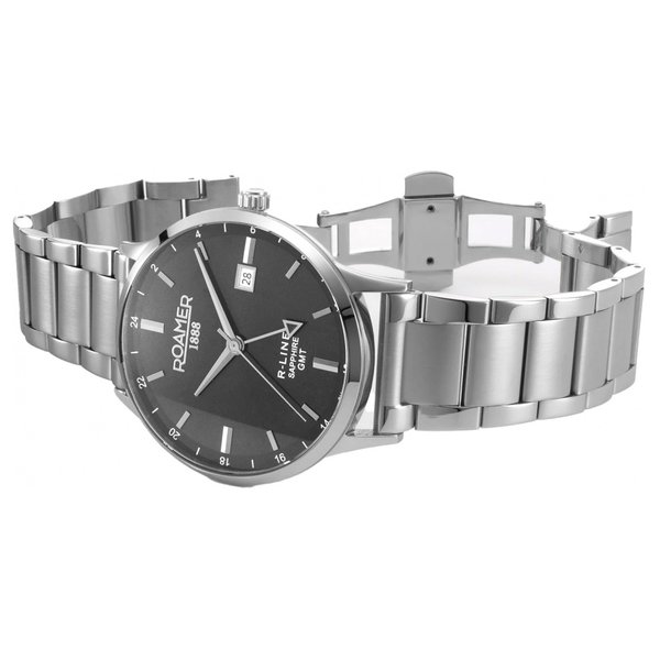 Roamer R-LINE GMT szürke  számlapos férfi óra dupla szíjjal 990987415505