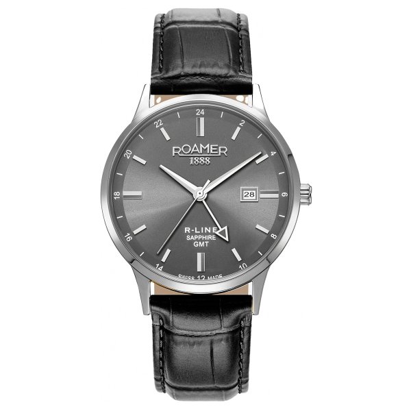 Roamer R-LINE GMT szürke  számlapos férfi óra dupla szíjjal 990987415505
