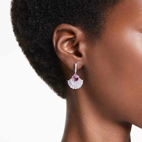 Swarovski Idyllia ezüst színű kagyló fülbevaló rózsaszín kristállyal 5680295