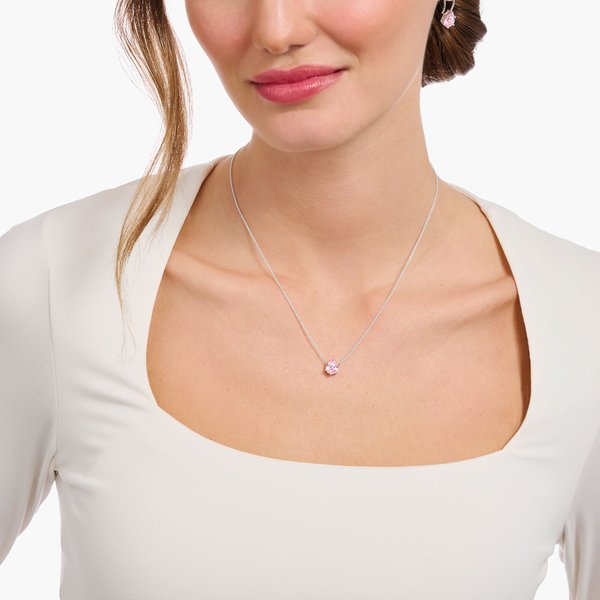 Thomas Sabo Ezüst nyaklánc rózsaszín csepp alakú medállal KE2213-051-9-L45v