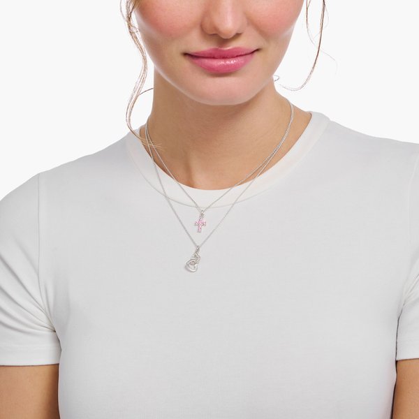Thomas Sabo Ezüst nyaklánc rózsaszín kereszt medállal KE2226-051-9-L45v