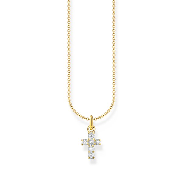 Thomas Sabo Aranyozott ezüst nyaklánc áttetsző kereszt medállal KE2226-414-14-L45v