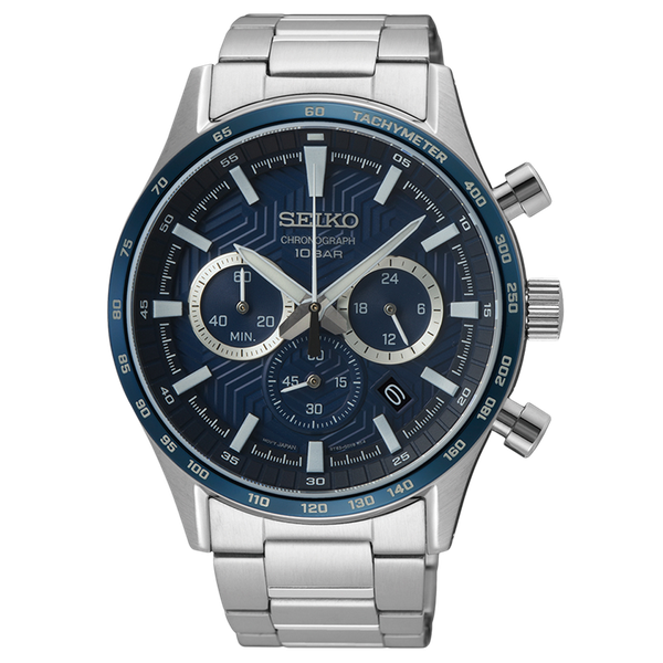 Seiko Neo Sports Chronograph fémszíjas kék számlapos férfi karóra SSB445P1