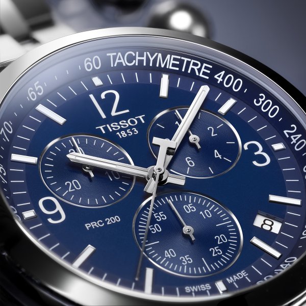 Tissot PRC 200 kék számlapos chronograph férfi karóra T1144171104700