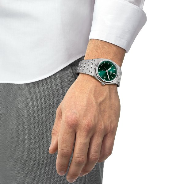 Tissot PRX quartz zöld számlapos karóra T1374101109100