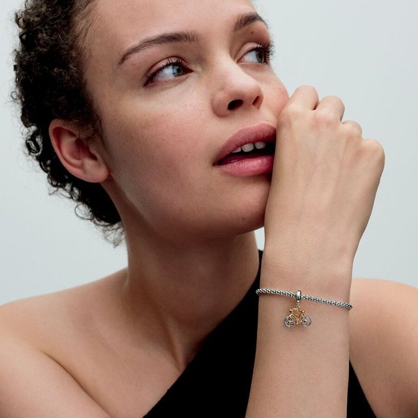 Pandora ékszer Forgó kerekű kéttónusú bicikli függő charm 763354C01