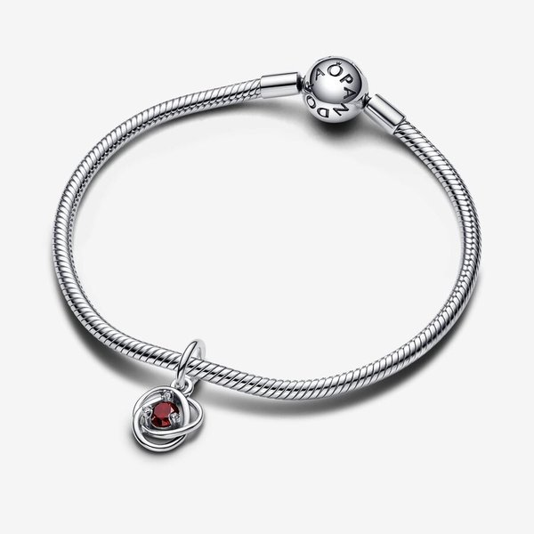 Pandora ékszer Piros örökkévalóság körök függő ezüst charm 793125C01