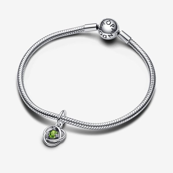 Pandora ékszer Tavasz zöld örökkévalóság körök függő ezüst charm 793125C08