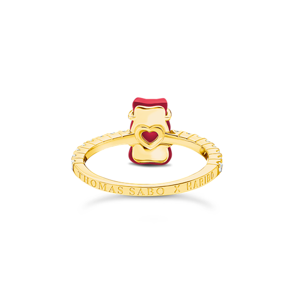Thomas Sabo Aranyozott ezüst gyűrű piros Haribo gumi macival 