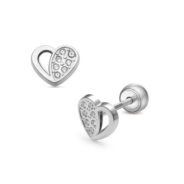 Lisa Áttört szív 14K fehér arany gyerek fülbevaló JTAG-0427-18