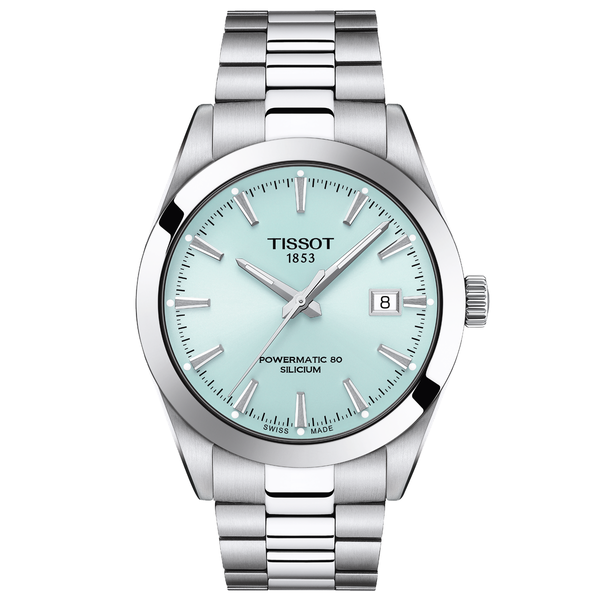 Tissot Gentleman Powermatic 80 Silicium világoskék számlapos férfi óra T1274071135100