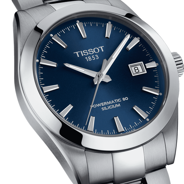Tissot Gentleman powermatic 80 silicium kék számlapos férfi óra T1274071104100
