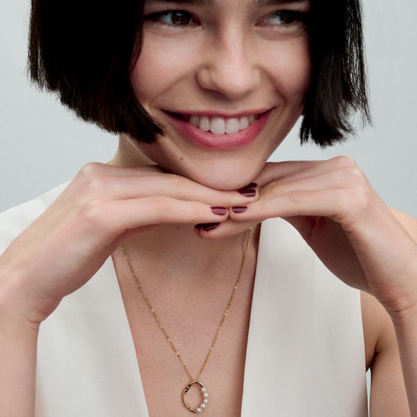 Pandora ékszer Organikus formájú shine kör nyaklánc tenyésztett gyönggyel 363254C01-60