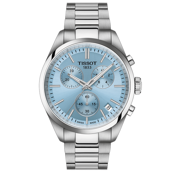 Tissot PR 100 'Light Blue Sunray' világoskék chronograph karóra T1504171135100
