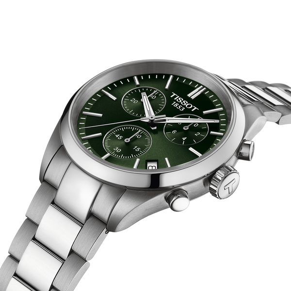 Tissot PR 100 zöld számlapos chronograph férfi karóra T1504171109100