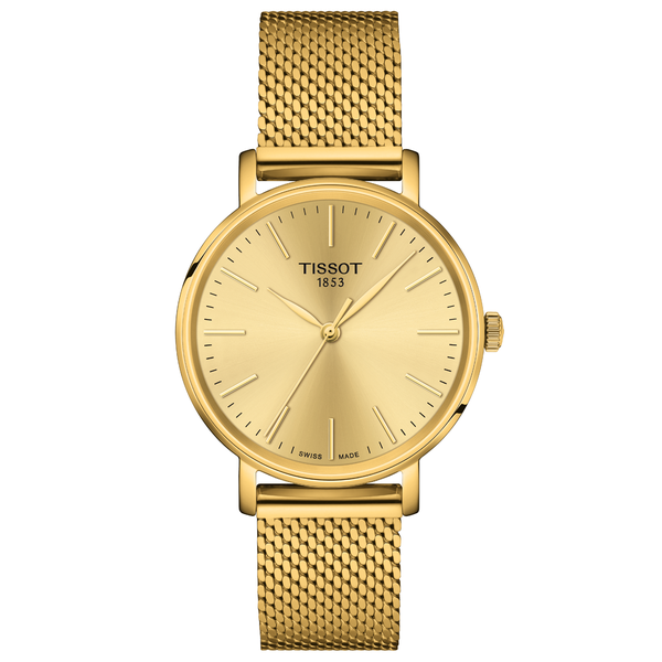Tissot Everytime arany színű mesh szíjas női karóra T1432103302100