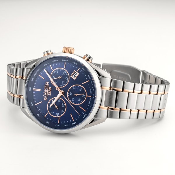 Roamer Pro Chrono kék és rozé chronograph férfi karóra 993819474520
