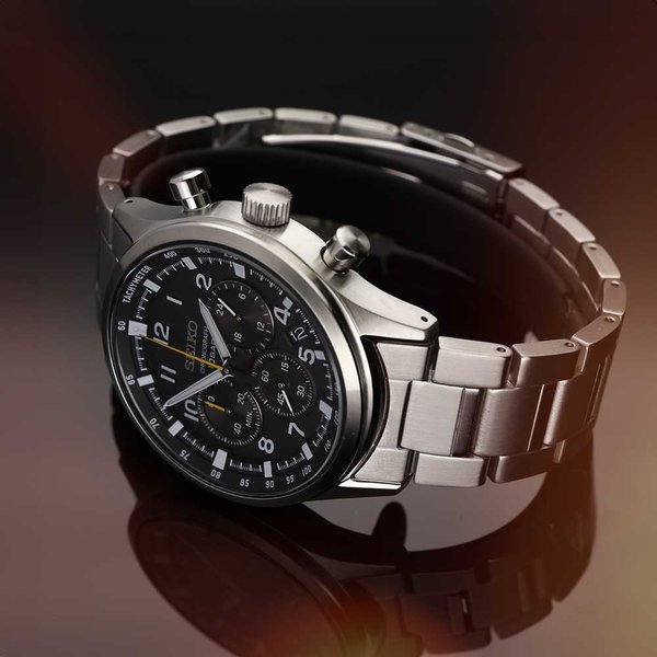 Seiko Neo Sports fekete számlapos chronograph férfi karóra SSB447P1