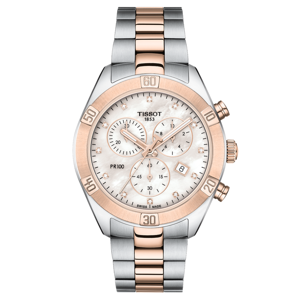 Tissot PR 100 Sport Chic Diamonds női bicolor chronograph karóra T1019172211600