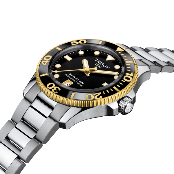 Tissot Seastar 1000 fekete számlapos quartz karóra T1202102105100