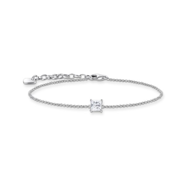 Thomas Sabo Ezüst karkötő négyzet alakú cirkónia medállal A2158-051-14-L19v