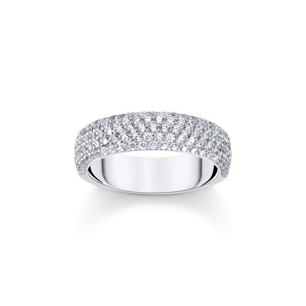 Thomas Sabo Széles ezüst gyűrű pávé cirkóniával 
