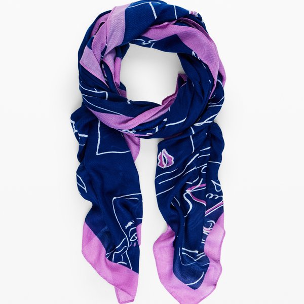 Desigual Face it rectangle kék sál 24WAWA26