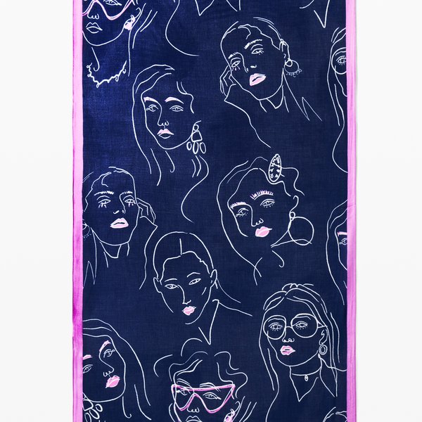 Desigual Face it rectangle kék sál 24WAWA26
