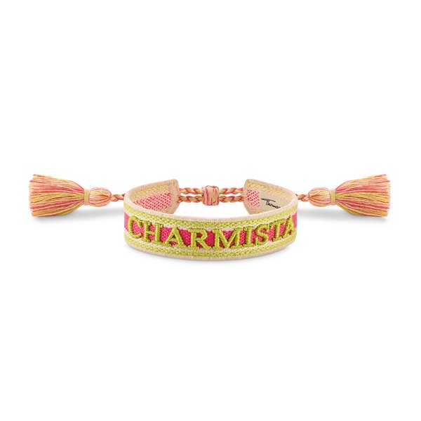 Thomas Sabo Charmista rózsaszín zöld és narancs textil karkötő ACC0049-302-7-L24v