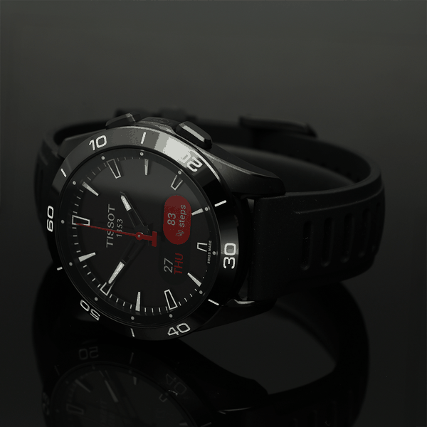 Tissot T-Touch Connect Sport titánium fekete szilikonszíjas solar hybrid okosóra T1534204705104