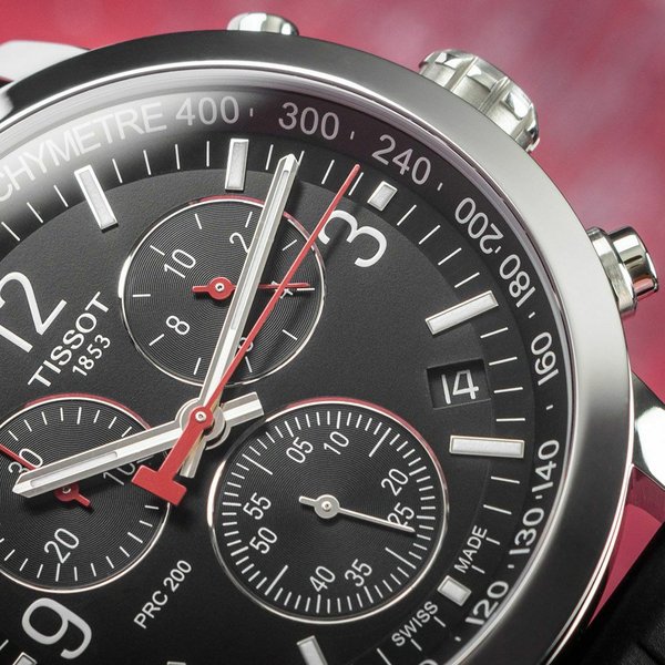 Tissot PRC 200 fekete számlapos szilikonszíjas chronograph férfi karóra T1144171705700
