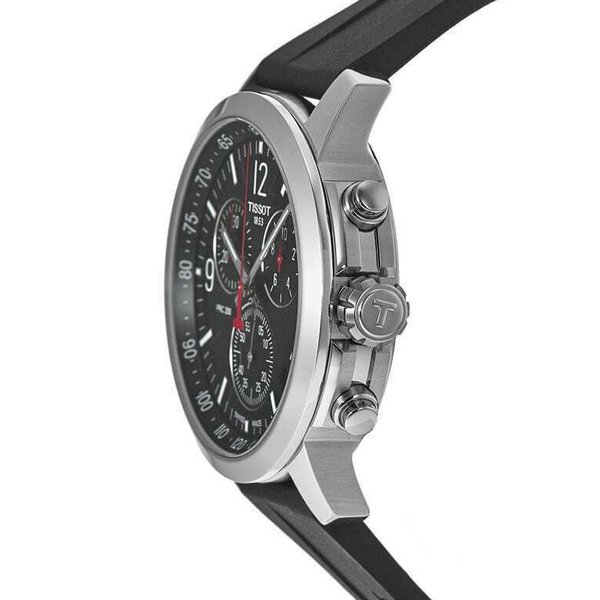 Tissot PRC 200 fekete számlapos szilikonszíjas chronograph férfi karóra T1144171705700