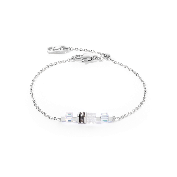 Coeur de Lion Mini cubes fehér-ezüst karkötő 5076/30-1417