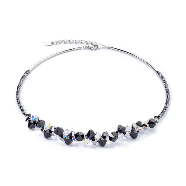 Coeur de Lion Dancing Crystals ezüst-fekete nyaklánc 4640/10-1318