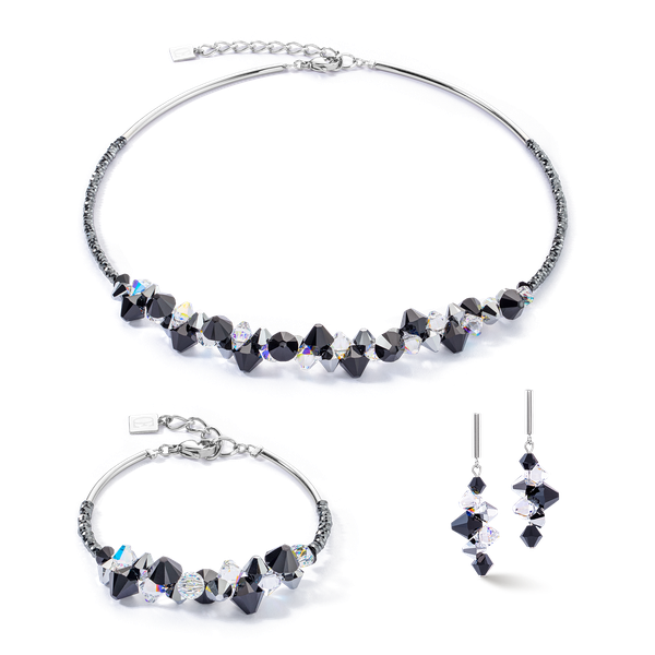 Coeur de Lion Dancing Crystals ezüst-fekete nyaklánc 4640/10-1318